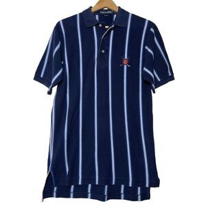 Ralph Lauren Polo Golf Blue Striped Polo Crest Logo Men's Size Medium Club Crest